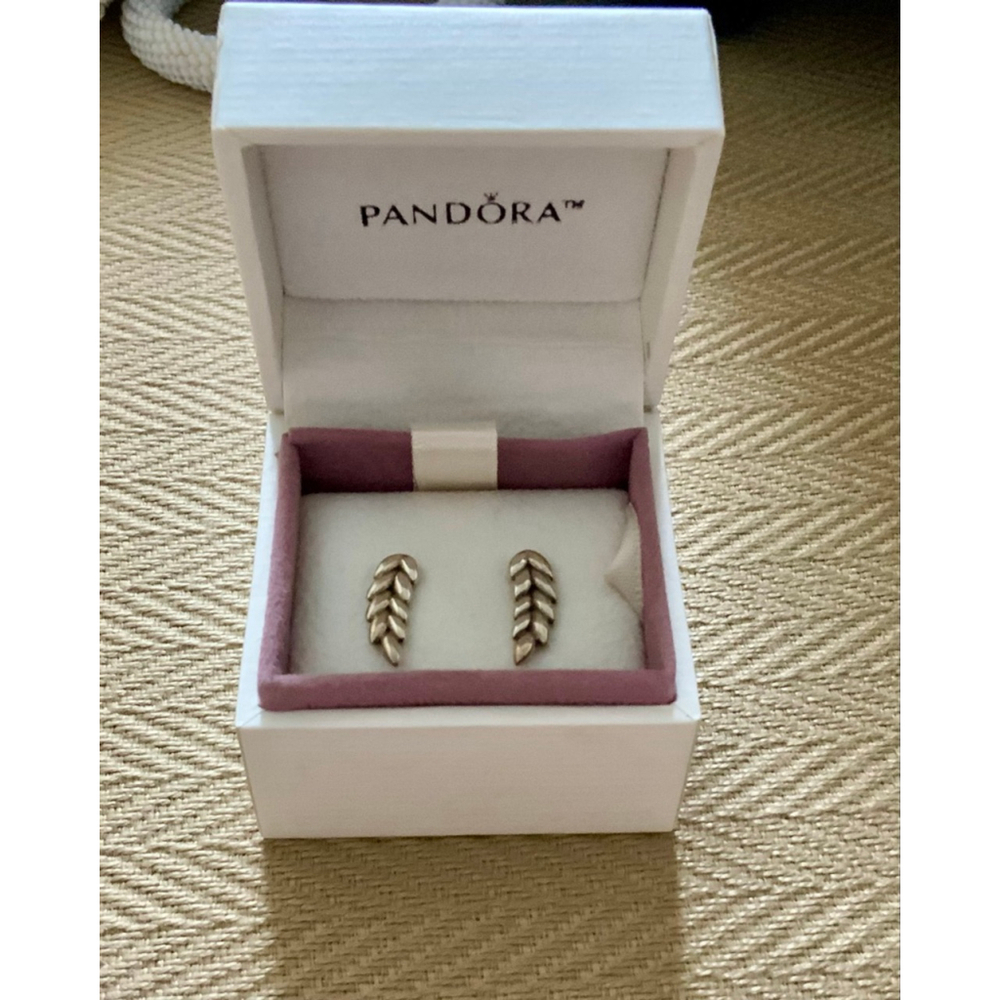 Pandora Curved Grains Earrings Sterling Silver + Gift Box